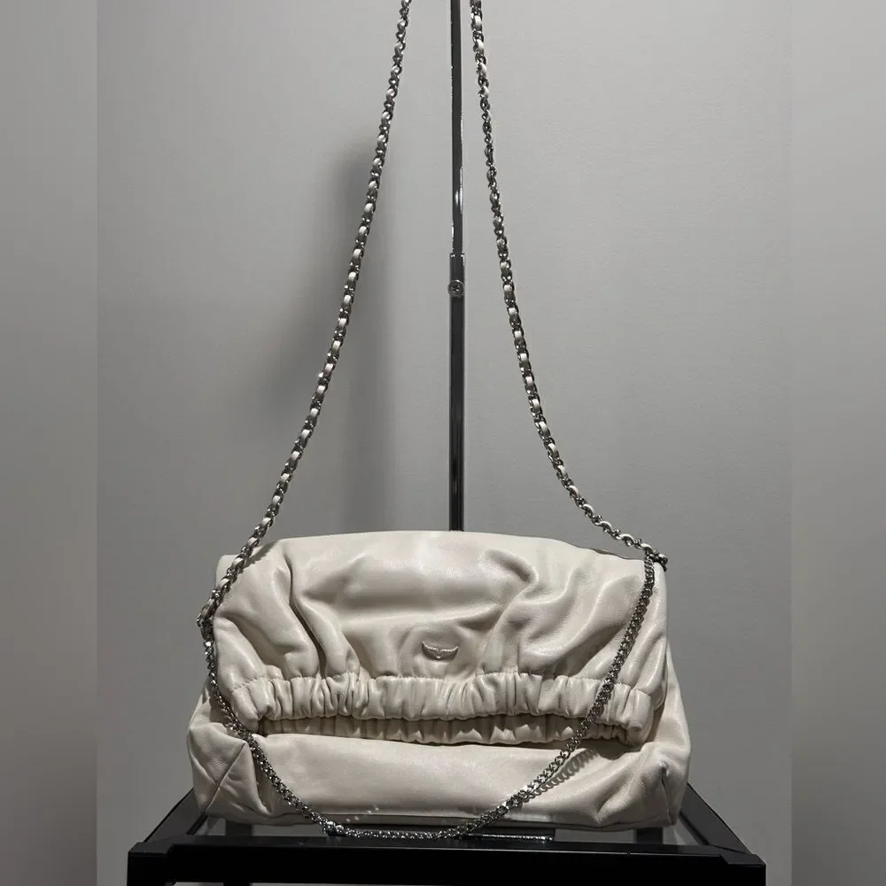 ZADIG & VOLTAIRE Women’s Rockyssime Bag in Ivory Cream Leather - Picture 10 of 16